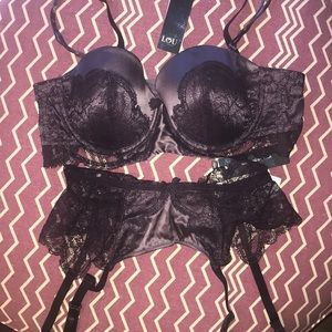 Luxury Lou Paris bra and garter belt set